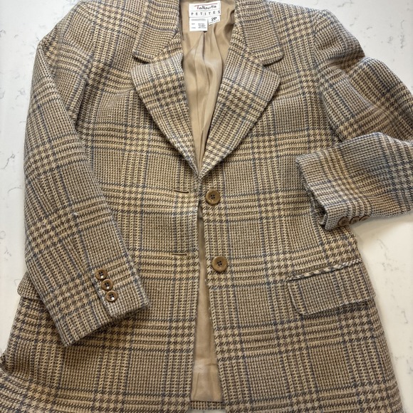 VTG Talbots Brown Plaid Houndstooth Blazer SZ 2P Wool Alpaca Preppy 80s 90s - Picture 9 of 9